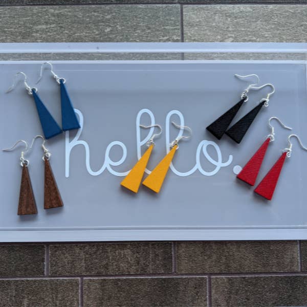 Fall Earrings, Wooden Triangles, Hypoallergenic for wholesale by PJS