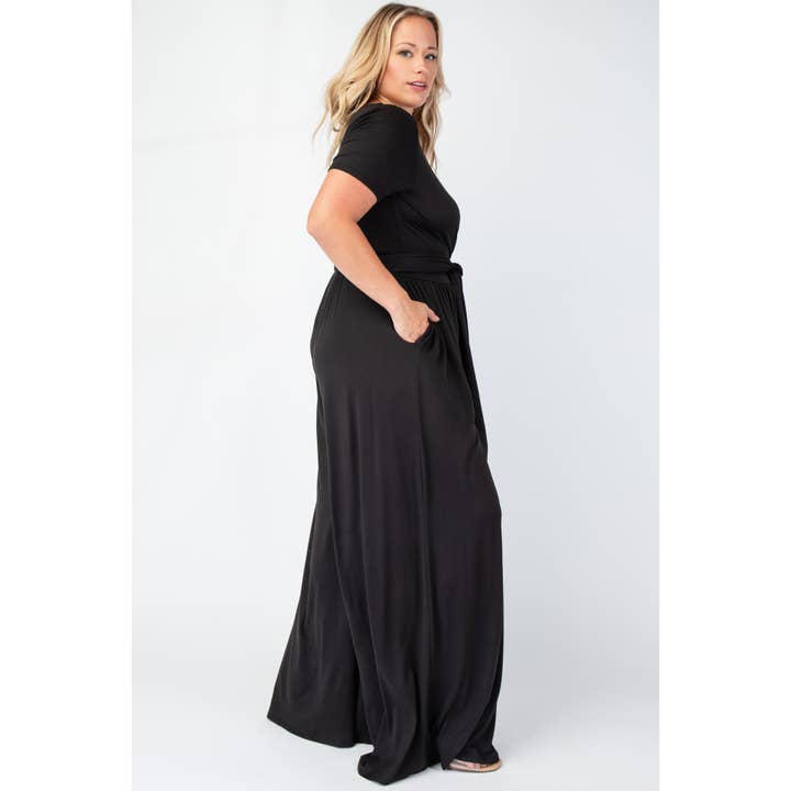The Curve LA - Wholesale Jumpsuit - Women's - 738PLUS SIZE SOFT KNIT WRAP AROUND TOP AND PALAZZO PANTS SET2