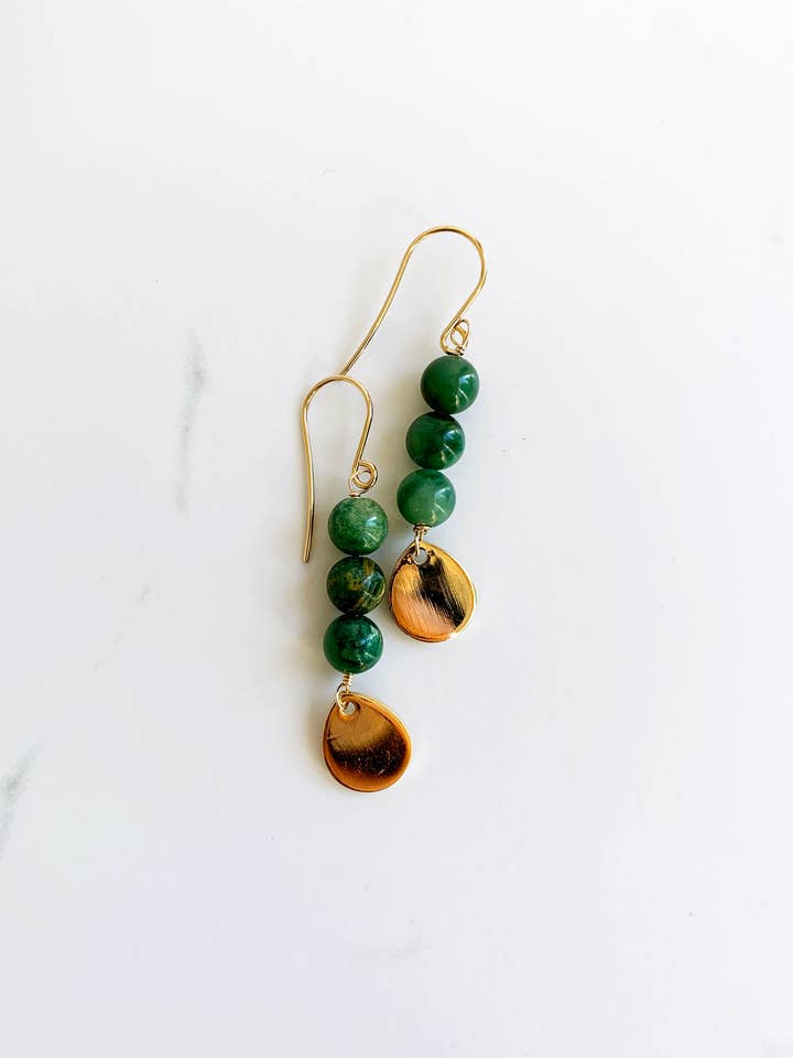 Jade Petal Drop Earrings | Green Earrings for wholesale by Laura Stark Designs