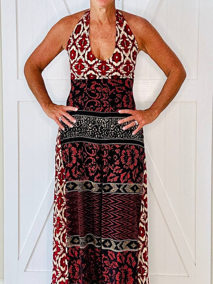 Tribal rode halterjumpsuit van Palazzo voor wholesale door Aerial Clothing sRQ