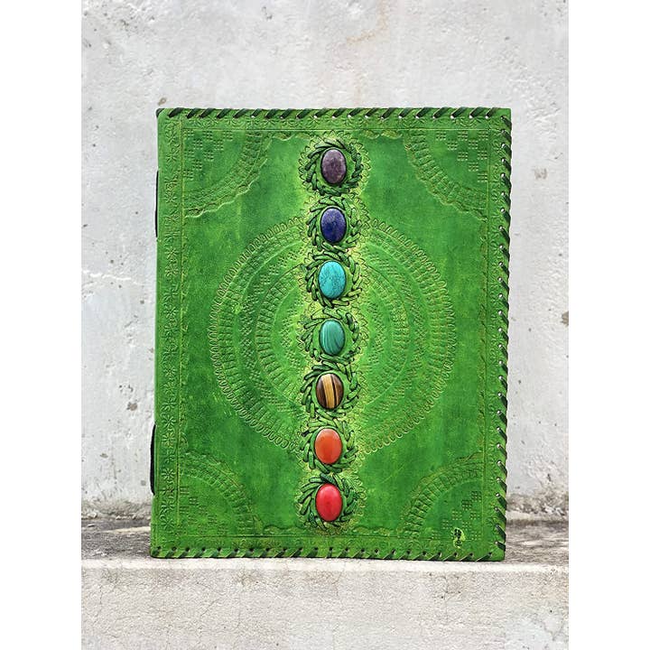 Tuzech Leather - Wholesale Dagboek/agenda - TUZECH Vetleren 600 Pagina's Dagboek Groot | Zeven Stenen Lederen Notitieboek Dagboek | Blanco Handgemaakt Boek Schetsboek | Kerstcadeau Dagelijks Gebruik