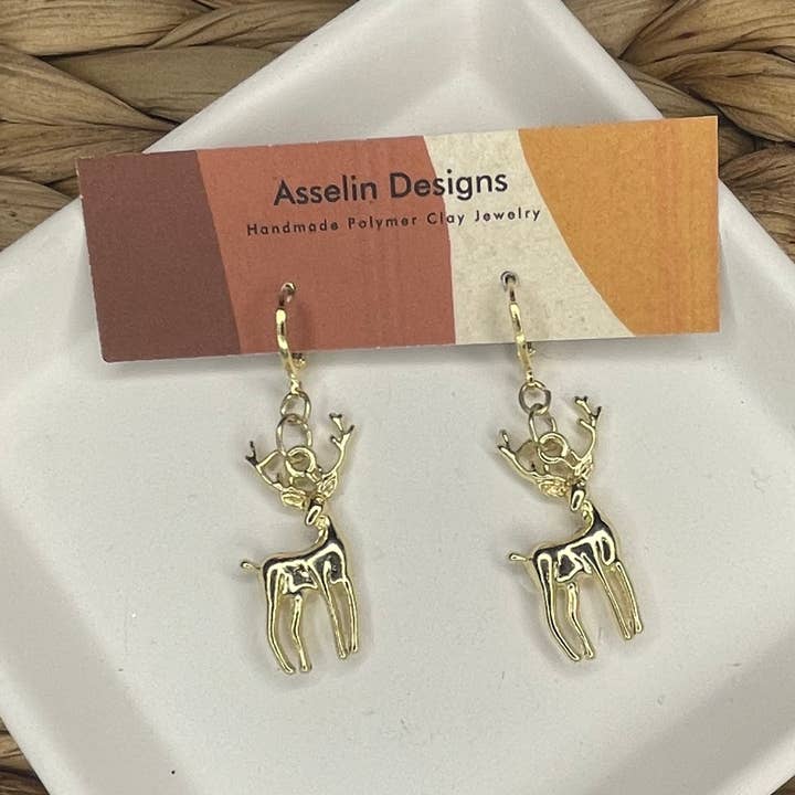 Reindeer Huggie Hoops for wholesale by Asselin Designs