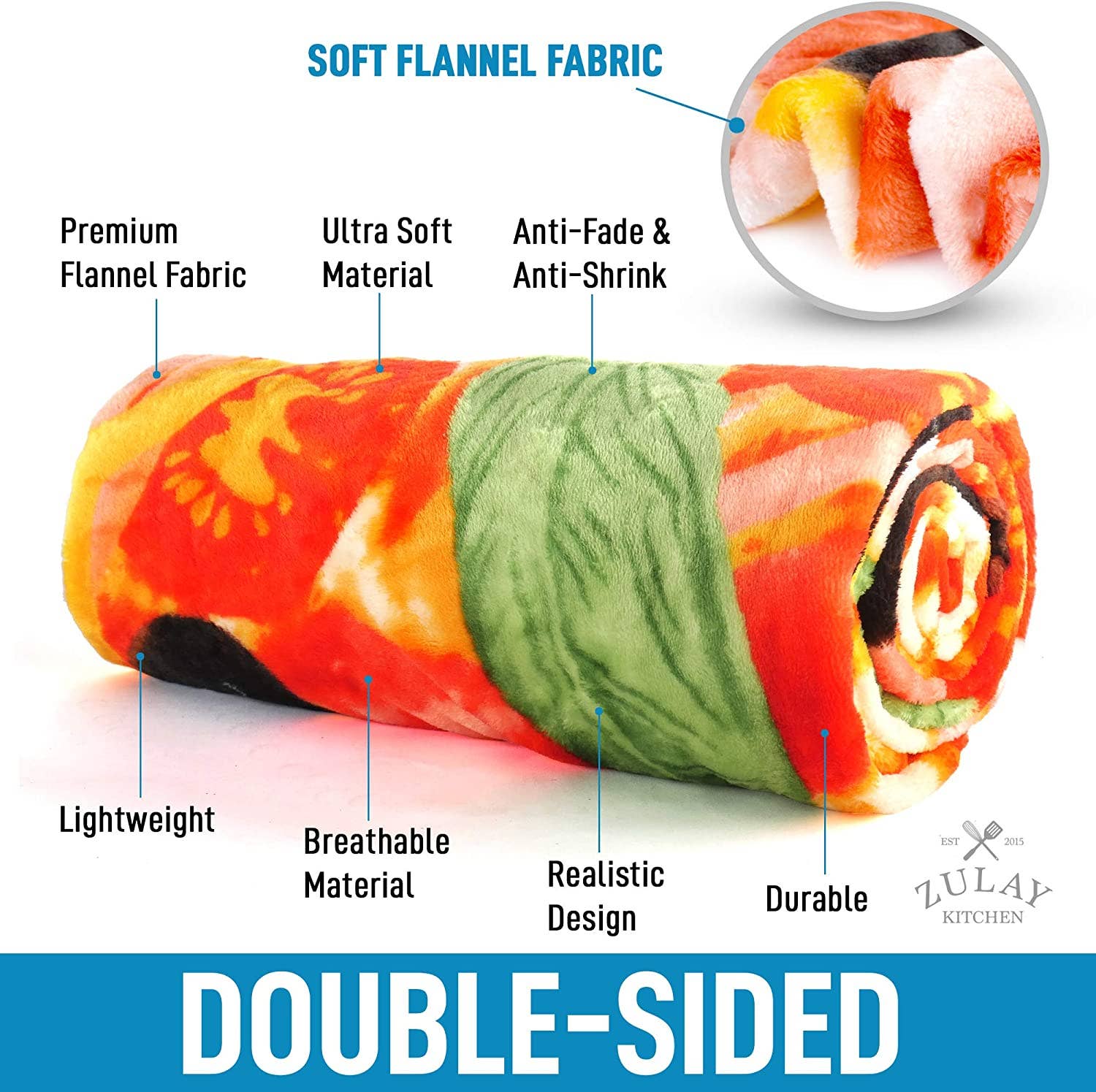 Zulay Kitchen - Wholesale Throw Blanket - Novelty Big Pizza Blanket - Premium Soft Flannel10