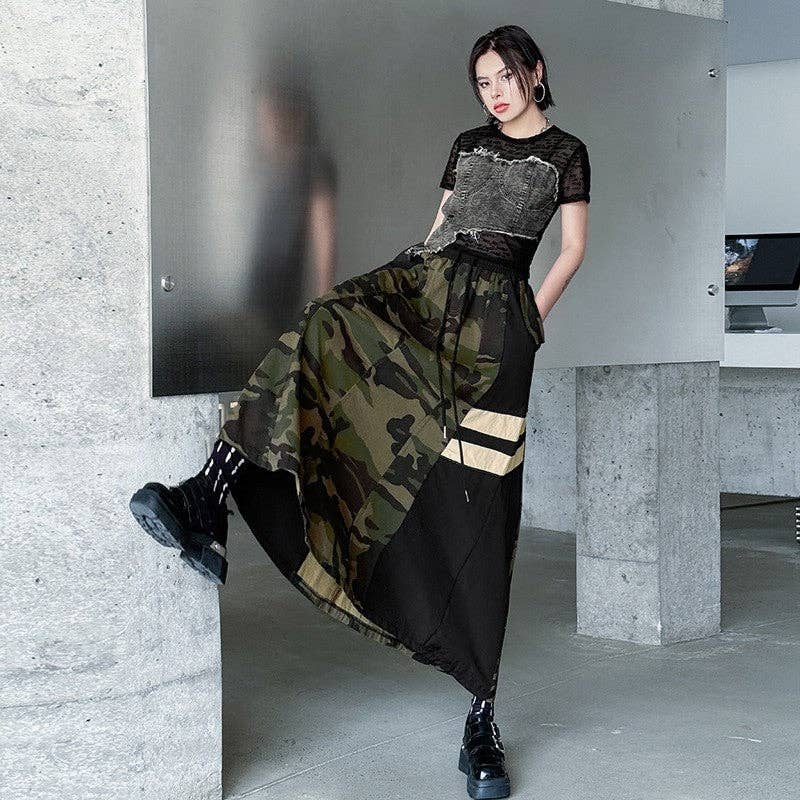 Sheer Trend - Wholesale Skirt - Women's - Camouflage Leopard Denim High Waist Skirt4