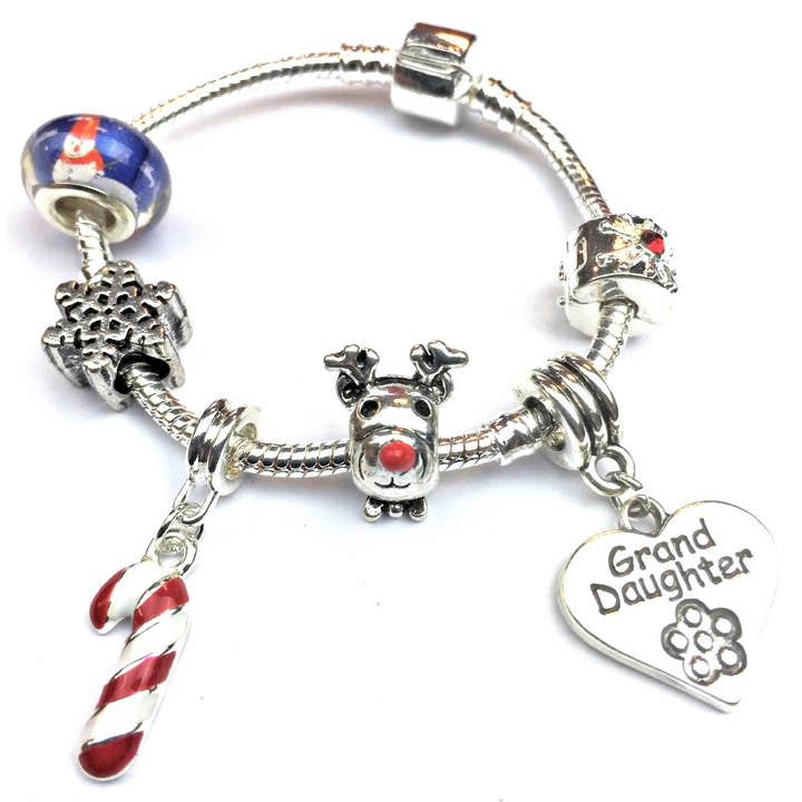 Pulseira com pingente banhado a prata 'Christmas Wishes' da neta infantil por atacado de Liberty Charms