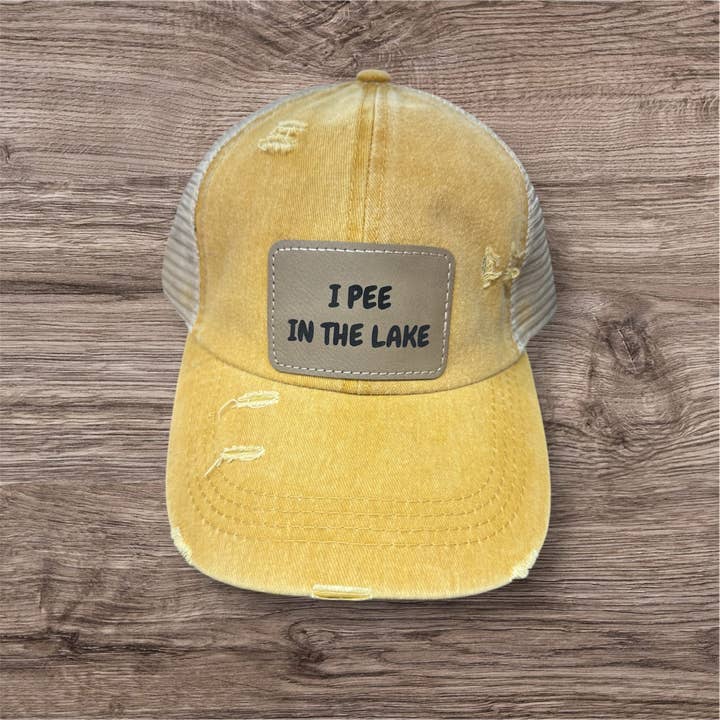 Designed To Flaunt - Wholesale Ponytail Cap - Women's - I Pee In The Lake Criss Cross Hat1