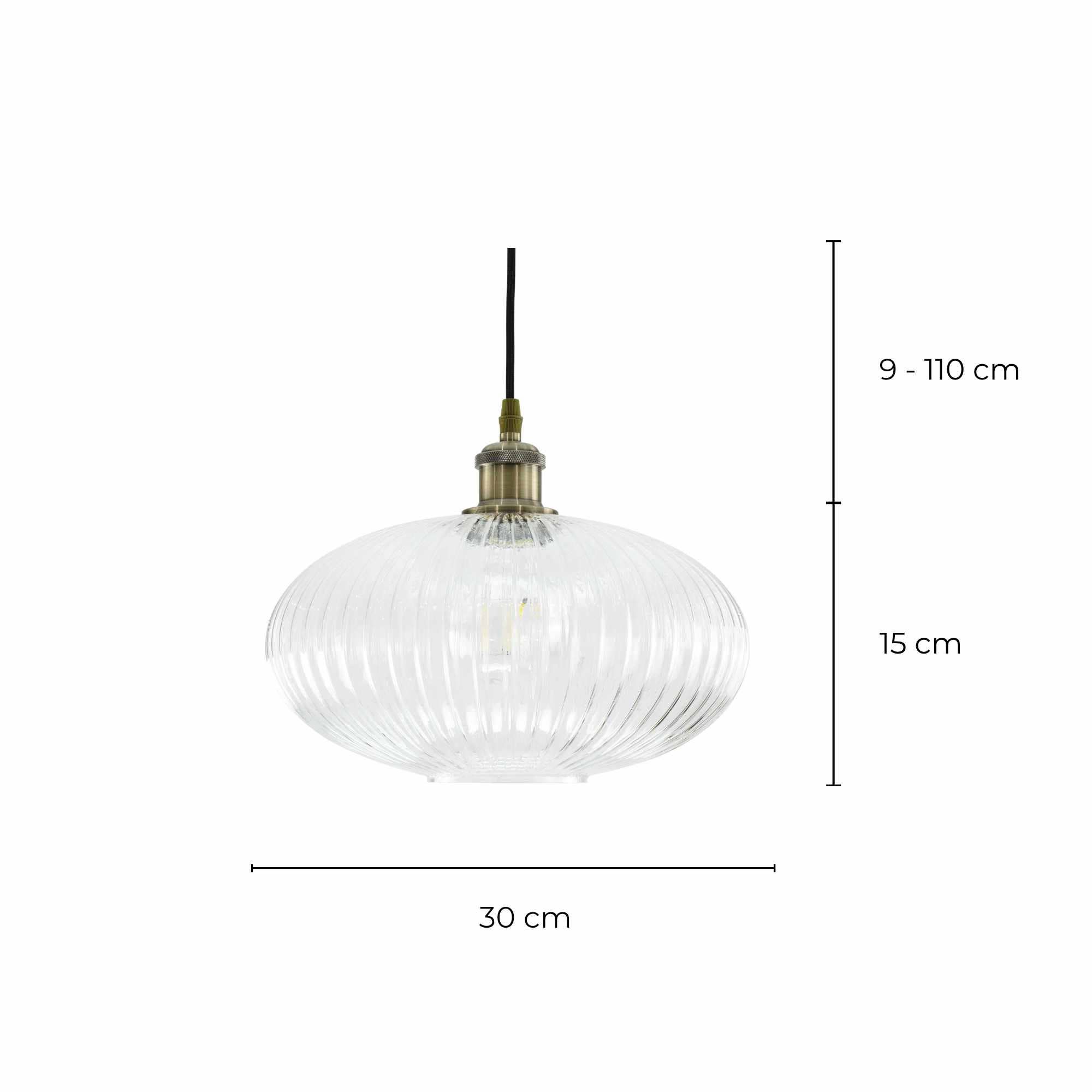 C-Création – wholesale Ljuskrona/hängande ljus – Chamey retro lampa i striperat glas med antik metall5