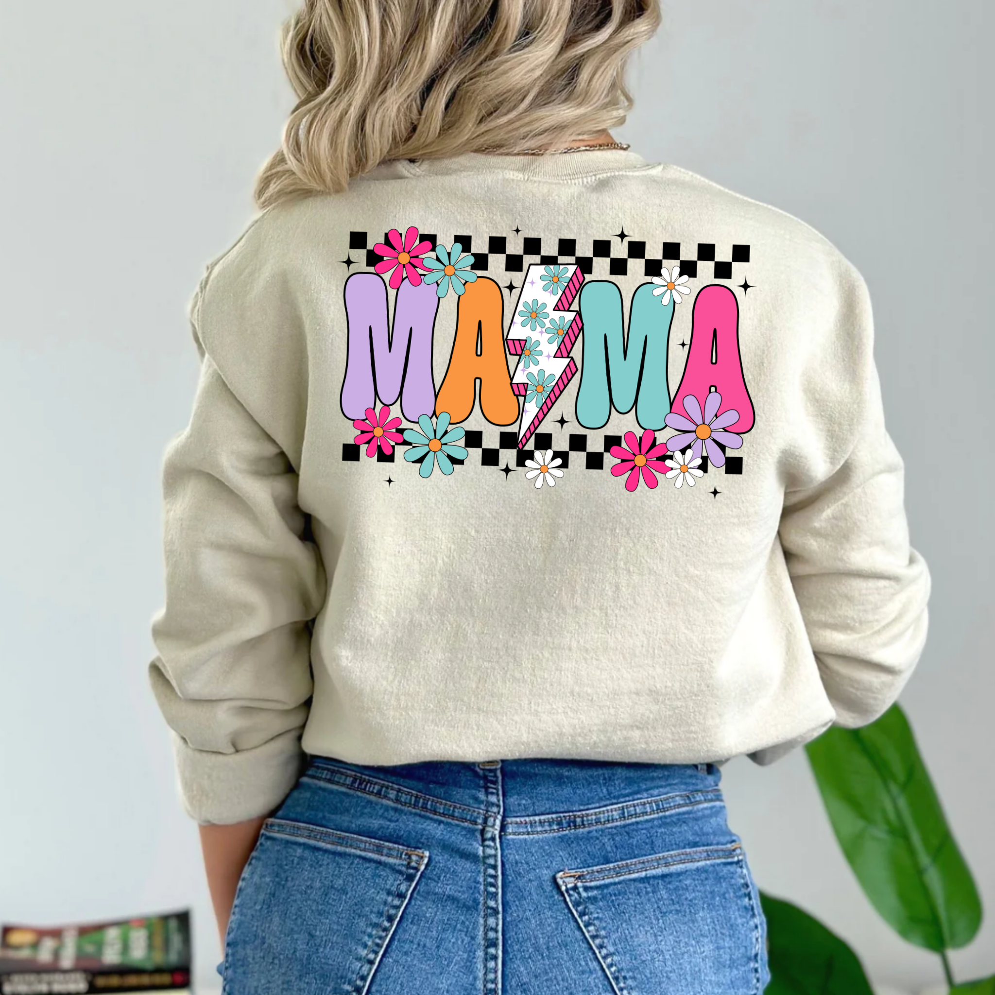 TEELUX - Wholesale Sublimation Transfer - (Shirt not included) MAMA checked w Lightning -  DTF (COLD PEEL)2