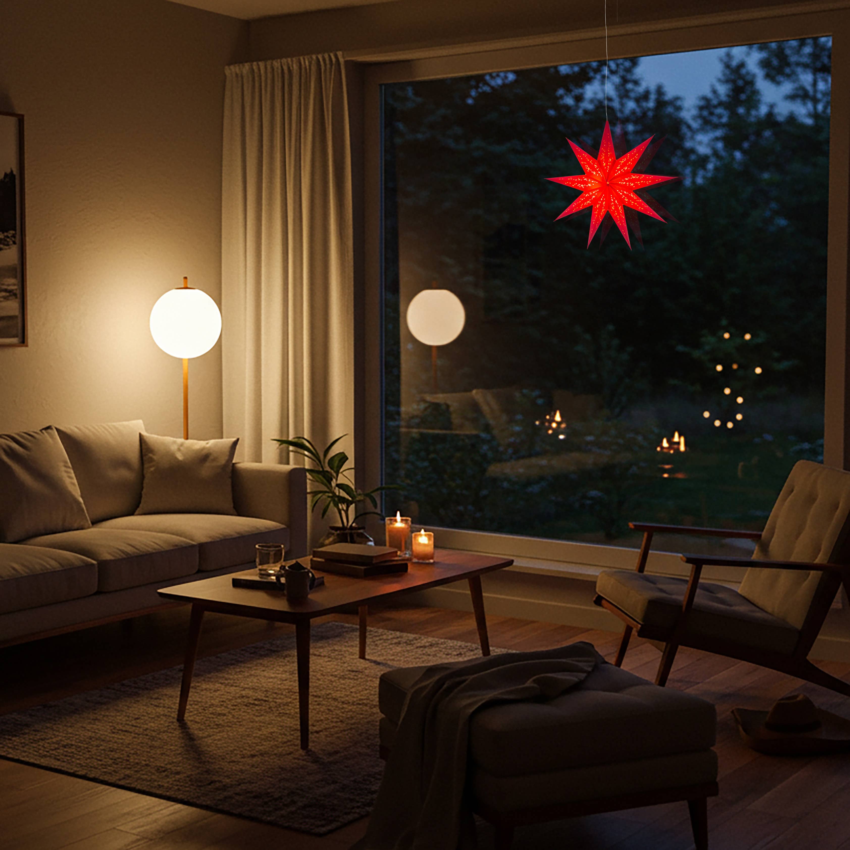 Artschatz LLC - Vendita all'ingrosso Lanterne/lampade di carta - Lanterna Stella di carta rossa Twinkle Star 9 punti 40,6 cm5