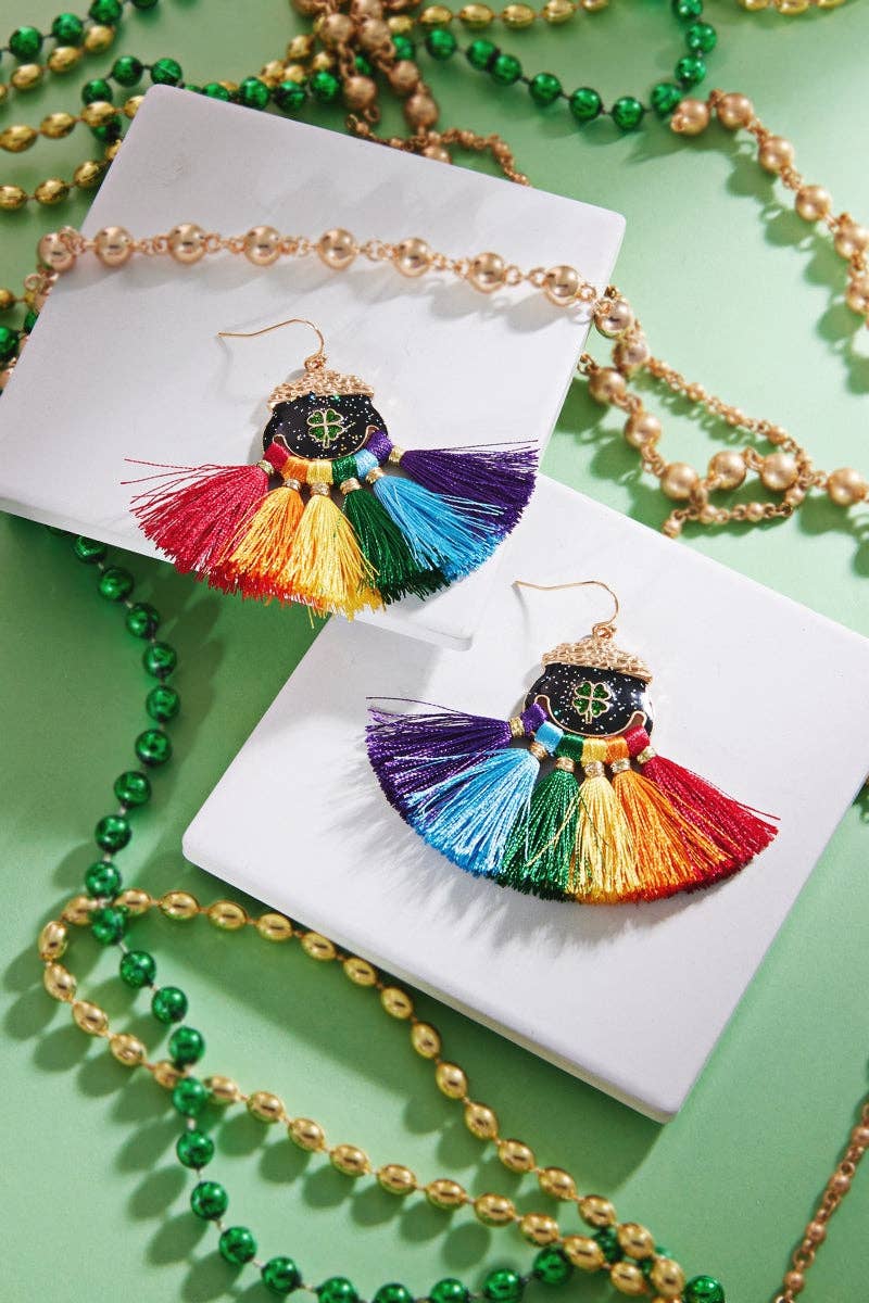 MUL Orecchini a uncino con nappine arcobaleno per il giorno di San Patrizio in vendita all'ingrosso su Faire0