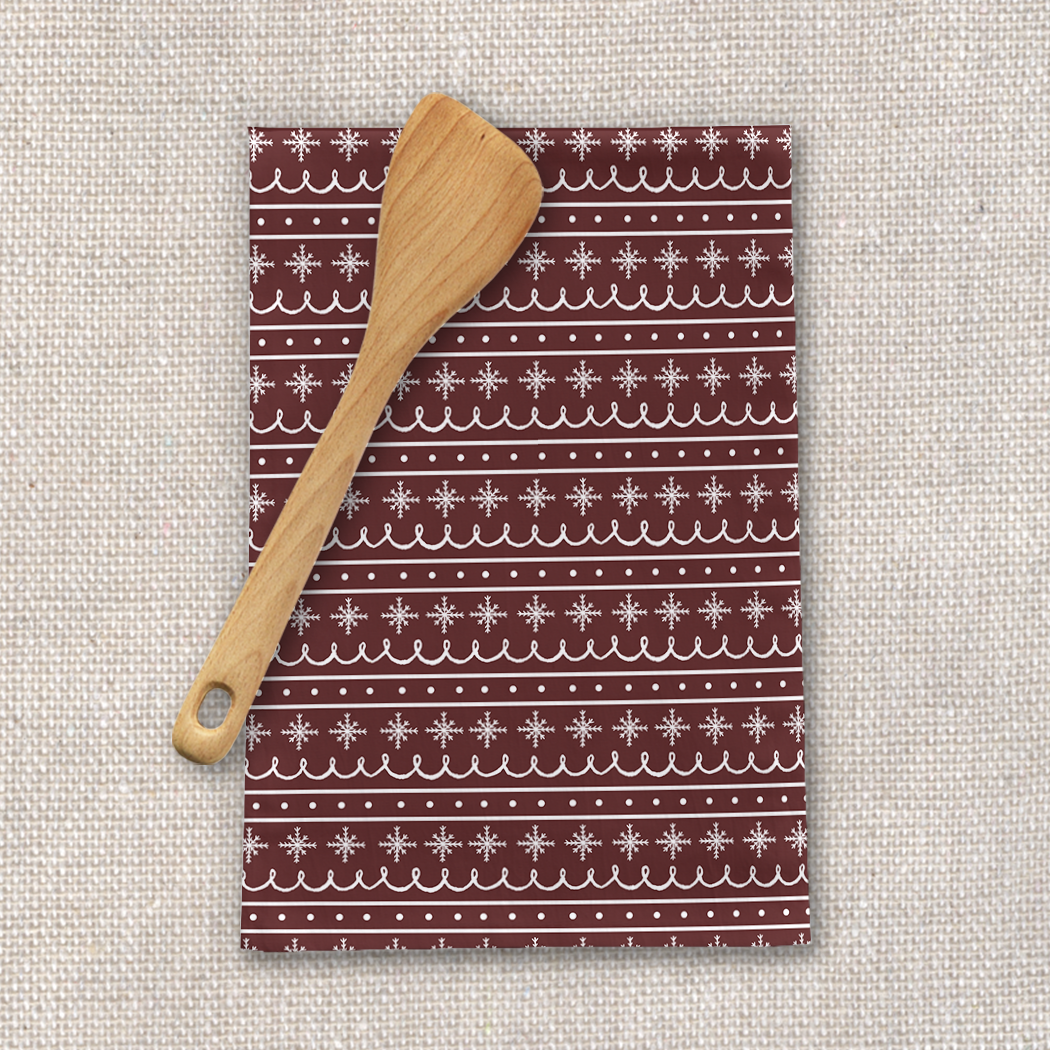 Lauren Ullrich Art - Wholesale Tea Towel - Red Snowflake Pattern Tea Towel1