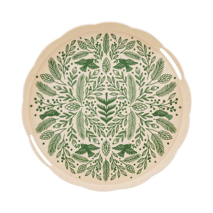 WDC1230 - Woodland Christmas Bamboo Tray - Round for wholesale by My Mind’s Eye