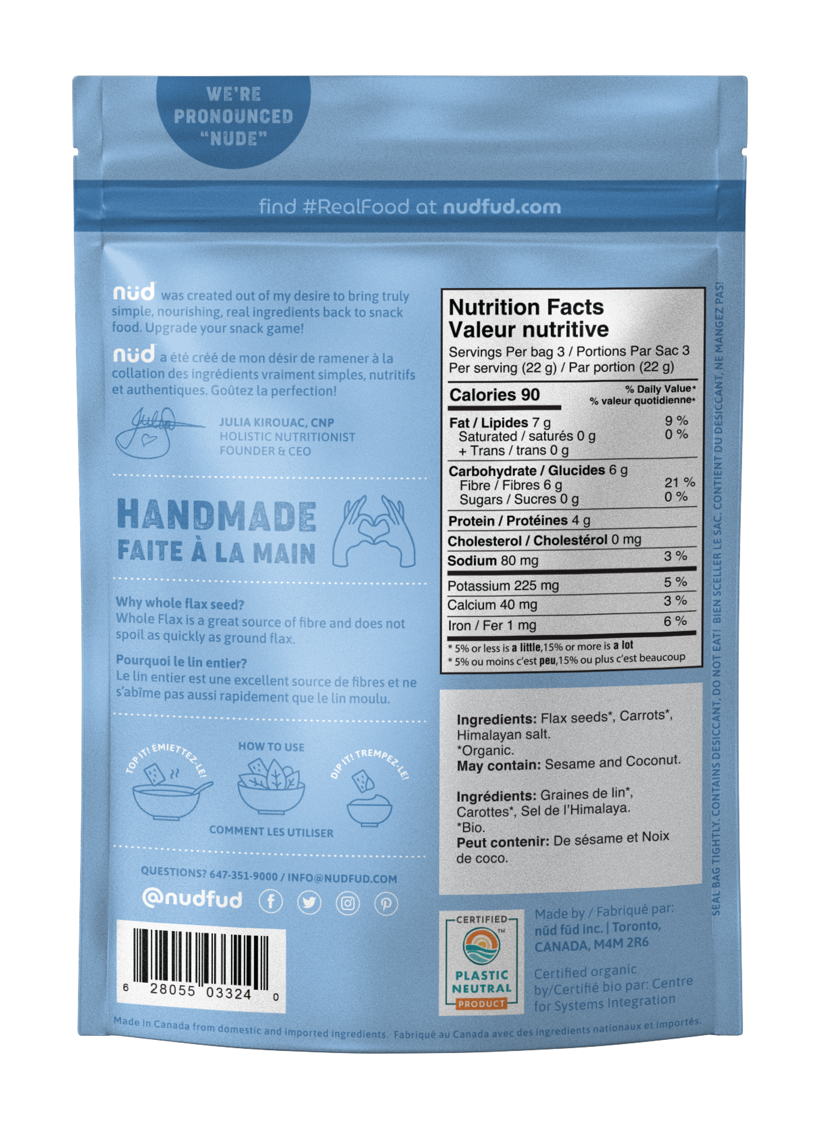 nud fud Inc. - Wholesale Crackers - Keto Carrot Flax Crackers1