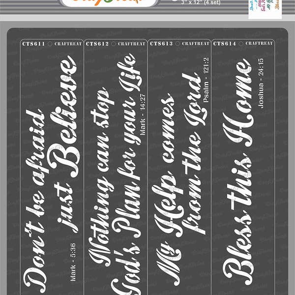CrafTreat - Wholesale Wall Stencils - CrafTreat Bible Verses Set Stencil 3x12 Inches Inches (4 Pcs)