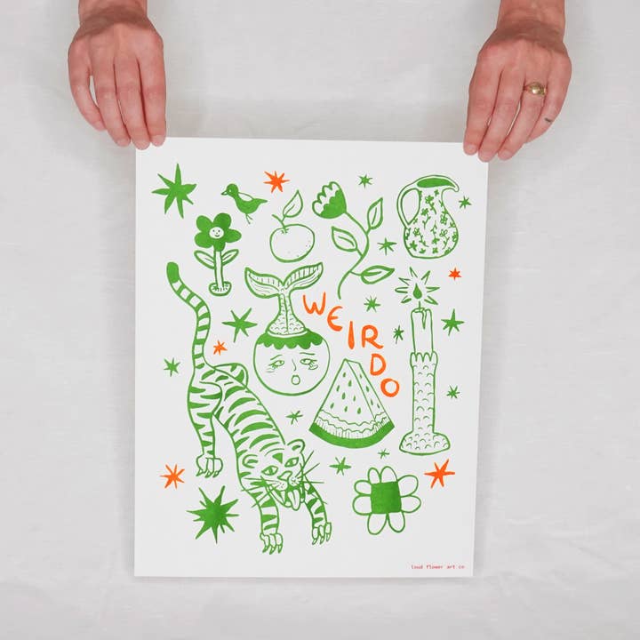 Weirdo Risograph Poster for wholesale by Loud Flower Art Co