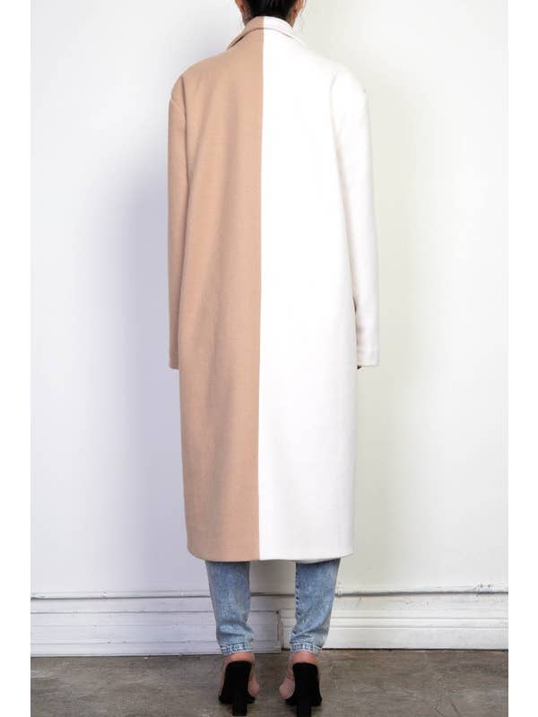 Sage Combo CT5767B Half And Half Contrast Heavy Coat for wholesale on Faire13