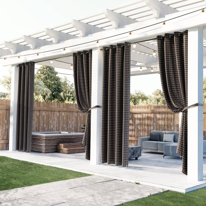 Grid Outdoor Curtain UV Protected Privacy Single Panel for wholesale by Awesome Home