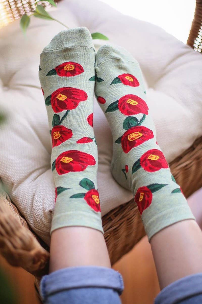 193 FLEURS Chaussettes Crew en coton mélangé à motif floral en vente sur Faire3