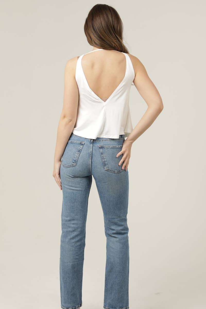 ANGIE - Wholesale Tank Top - Women's - X2T72-ASIS V NECK SWINGY TANK TOP WITH OPEN BACK  BASIC TANK47