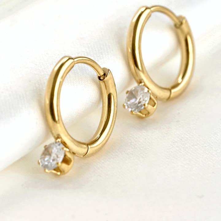 Blueyejewelry – wholesale Hoop-örhängen – Vattentäta diamantringar med diamantberlock - örhängen i ringform