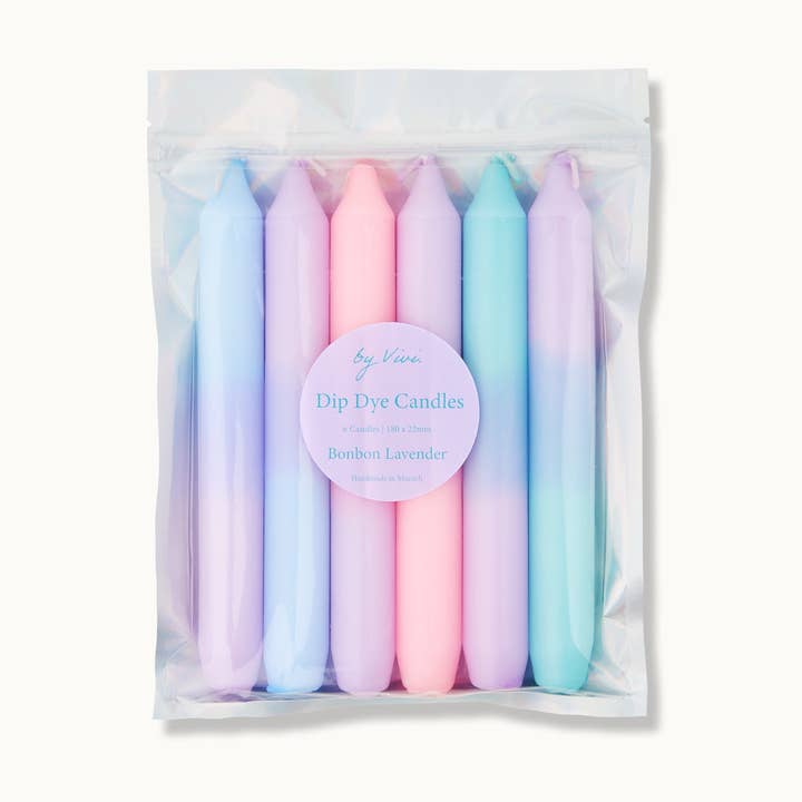 Dip Dye Kaarsen in Set: Bonbon Lavendel voor wholesale door by Vivi. e. K.