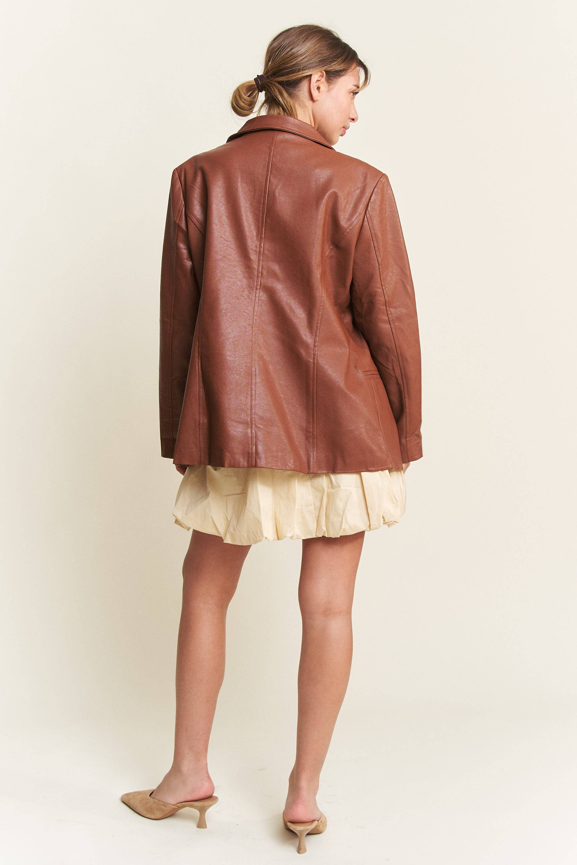 In The Beginning - Wholesale Jacket - Women's - Dark Brown Faux Leather Jacket 1