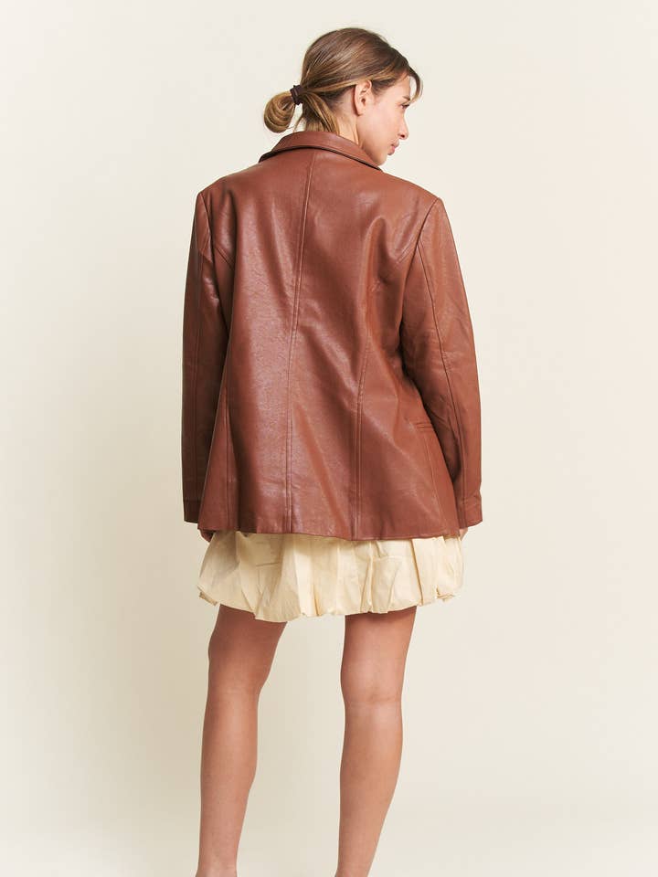 In The Beginning - Wholesale Jacket - Women's - Dark Brown Faux Leather Jacket 1