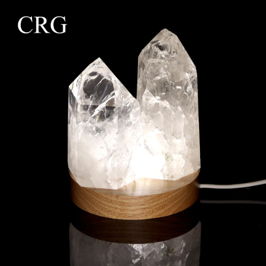Crystal River Gems LLC - Wholesale Decorative Tabletop Object - Qty 1 - White LED Light display box Wood Base W/USB Plug / 4"2