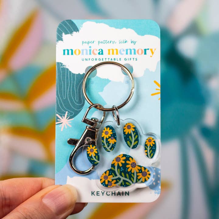 Sunflower Cat Paw Keychain for wholesale by Paper Pattern Silk