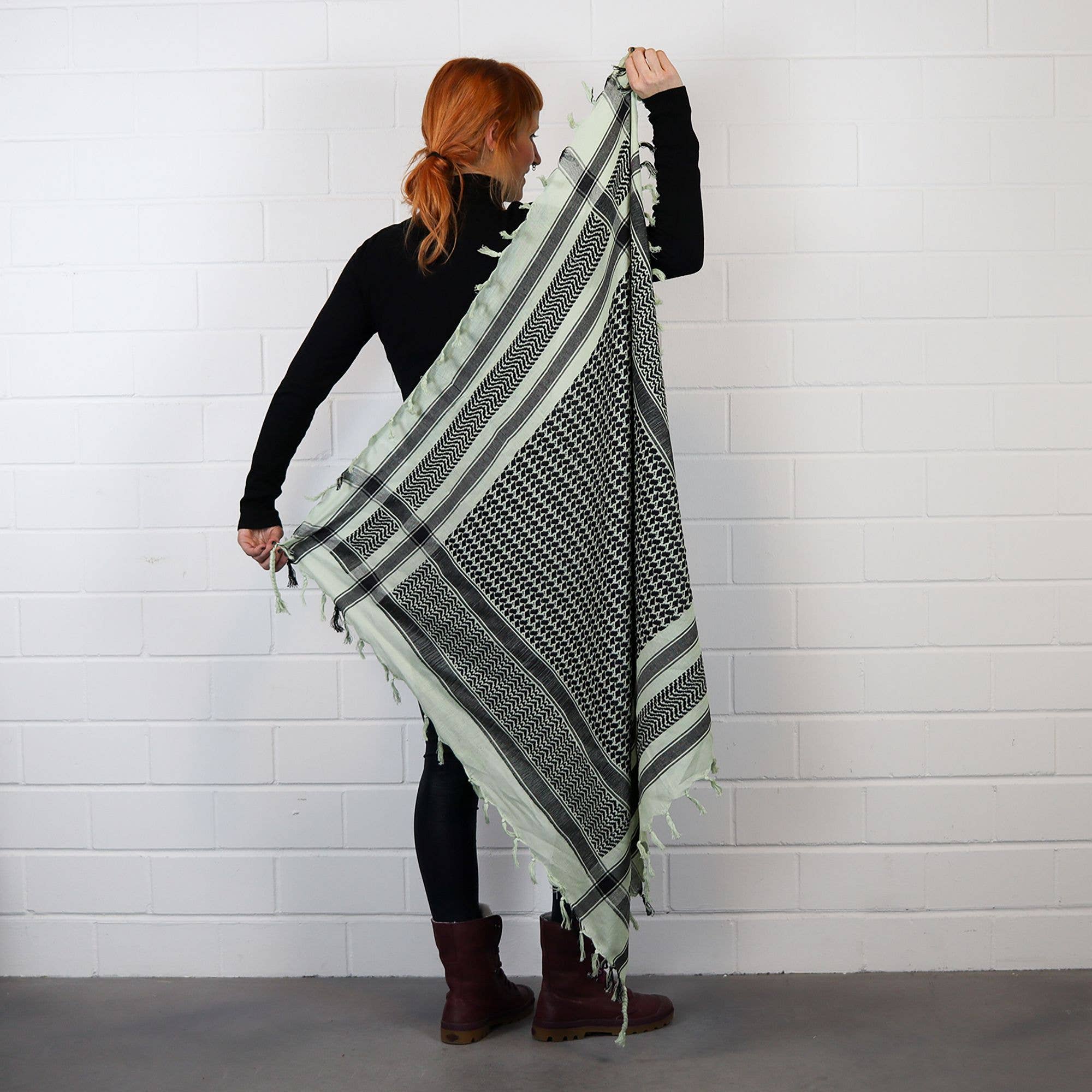 Tribal Trade GmbH – Großhandel Schal – Unisex – Palituch - Grün-Mintgrün - Schwarz - Kufiya PLO Tuch8