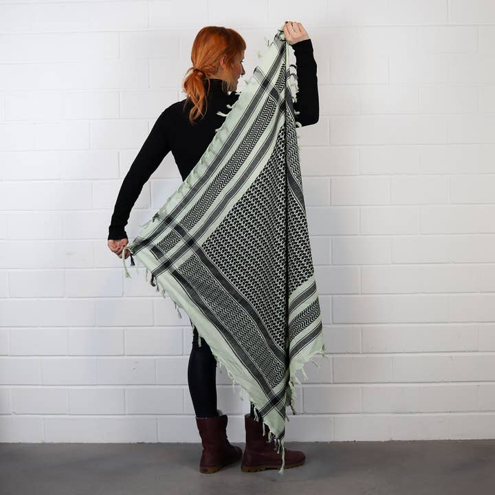 Tribal Trade GmbH – Großhandel Schal – Unisex – Palituch - Grün-Mintgrün - Schwarz - Kufiya PLO Tuch8