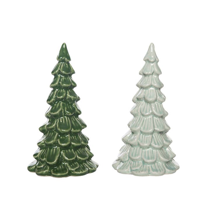 Transpac - Wholesale Christmas Decoration - Christmas Medium Cer Iridescent Tree Decor Set 2