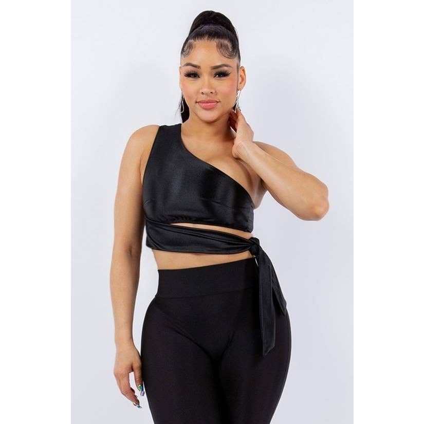 Esmeray Clothing - Wholesale Blouse - Women's - Sculpted Elegance One-Shoulder Crop Top0