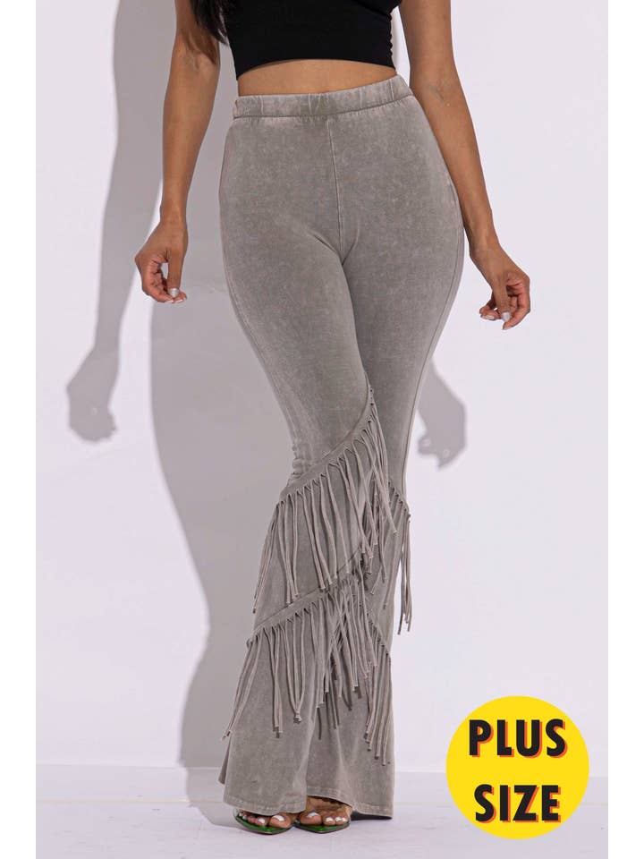 K Too - Wholesale Pants - Women's - Mineral washed fringe flare pants8