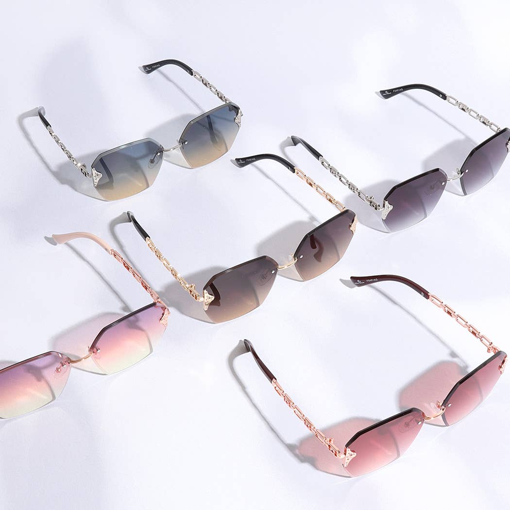  ASSORTED COLOR Hexagon Lenses Linked Design Legs Sunglasses for wholesale on Faire10