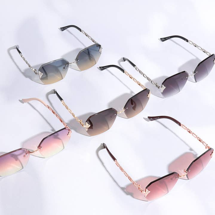ASSORTED COLOR Hexagon Lenses Linked Design Legs Sunglasses for wholesale on Faire10
