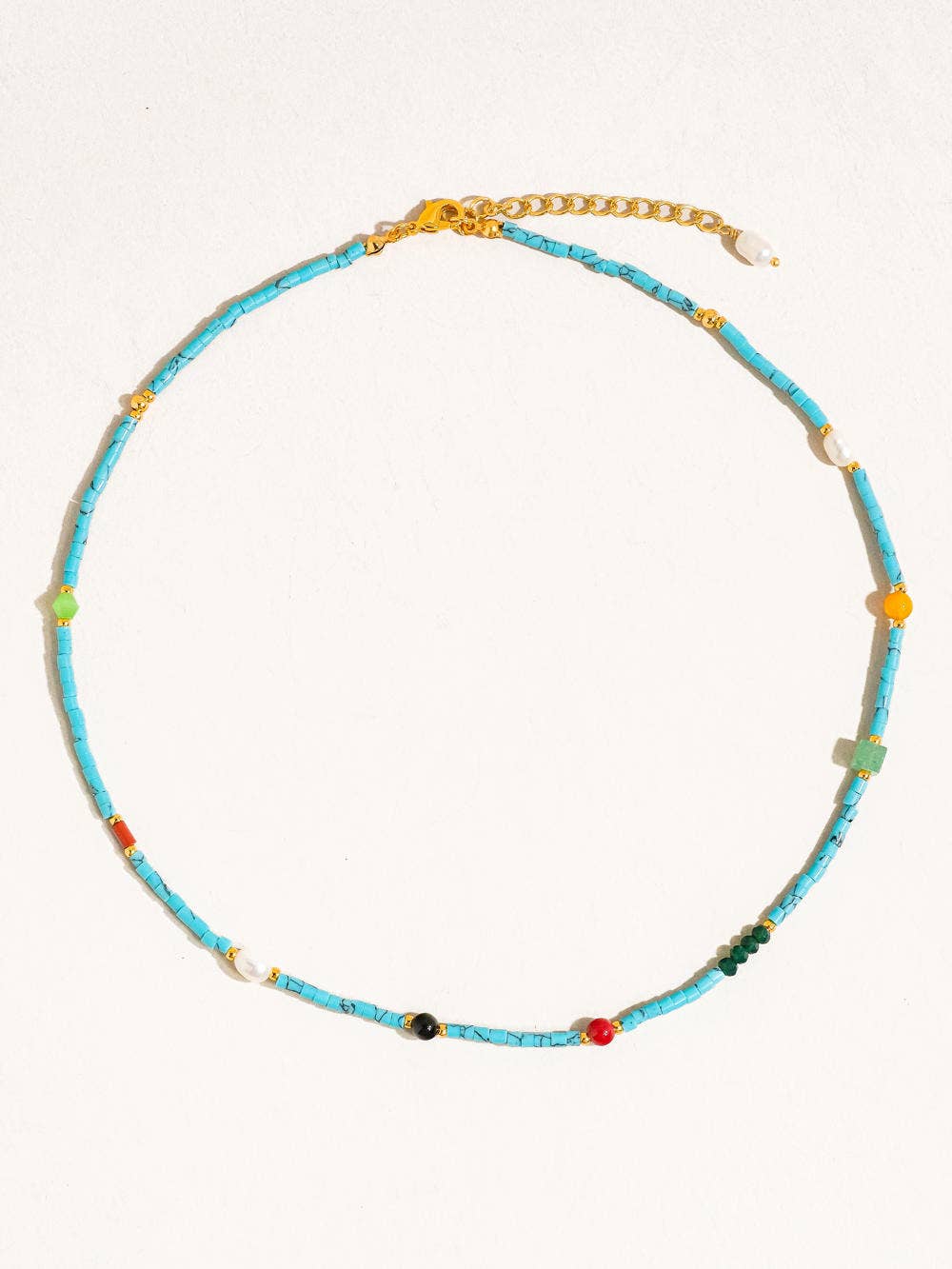 Calise Boho Handmade Blue Turquoise Stone Beaded Necklace for wholesale on Faire
