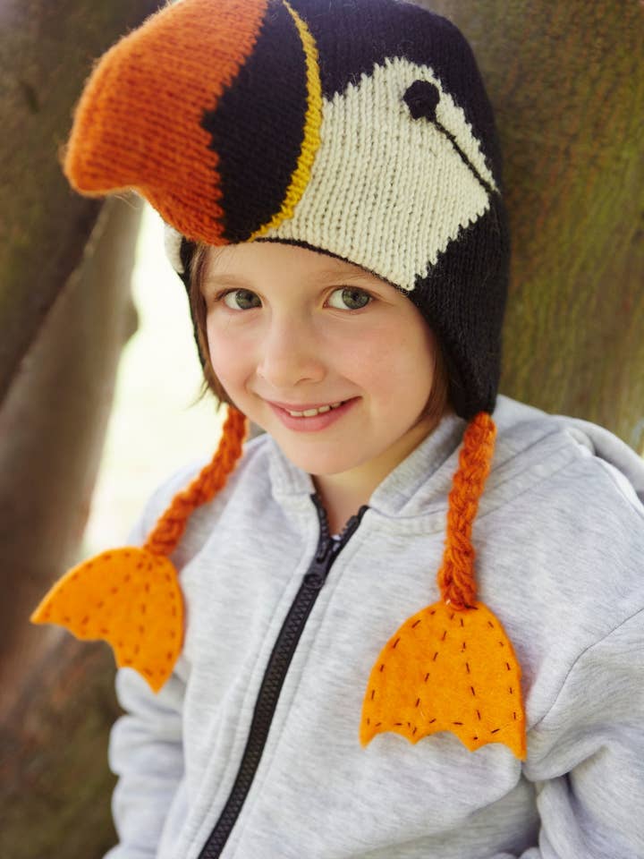 Lunde Fugl - Sjov Strikket Lunde Øreklap Uldhat til Børn for engroshandel hos Pachamama Ltd