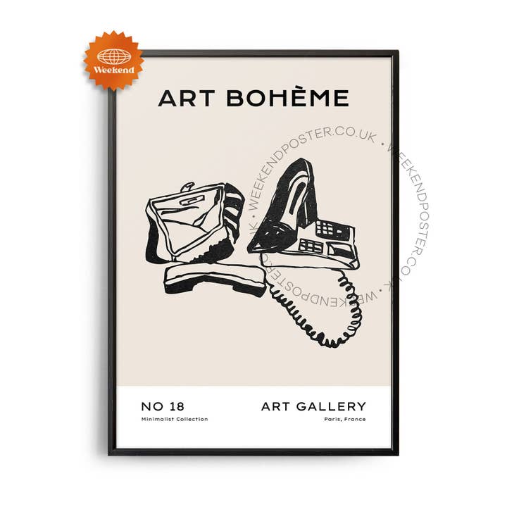 Pôster Minimalista Preto e Branco Art Boheme Paris por atacado de Weekend Concept
