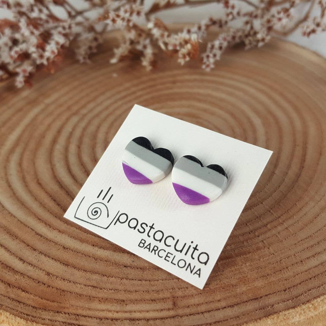 PASTACUITA – Brincos de pino por atacado – Brincos de argola pequenos do orgulho assexual em argila polímera0