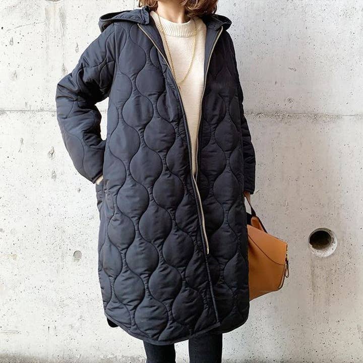 Rosa Clothing - Wholesale Jacket - Women's - Puffer Zip Diamond Lattice Hooded Padded Jacket4