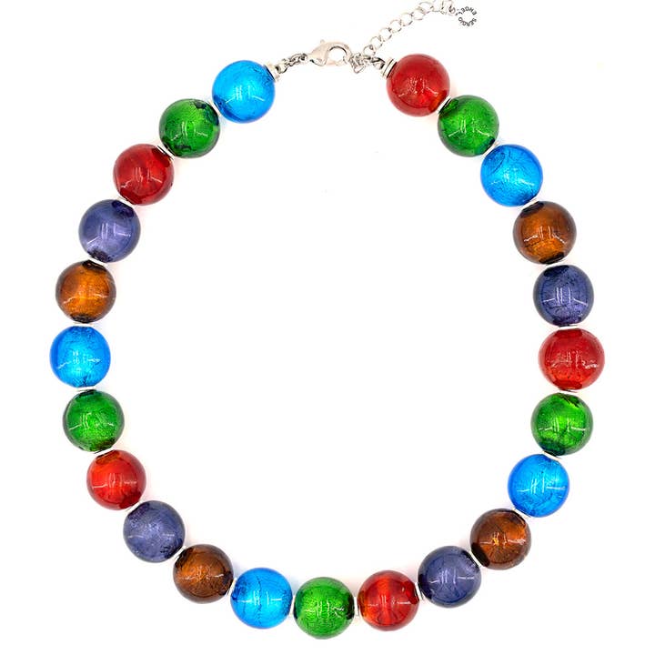 Glass pearl necklace 01 multicolor for wholesale by Sergio Engel jewellery