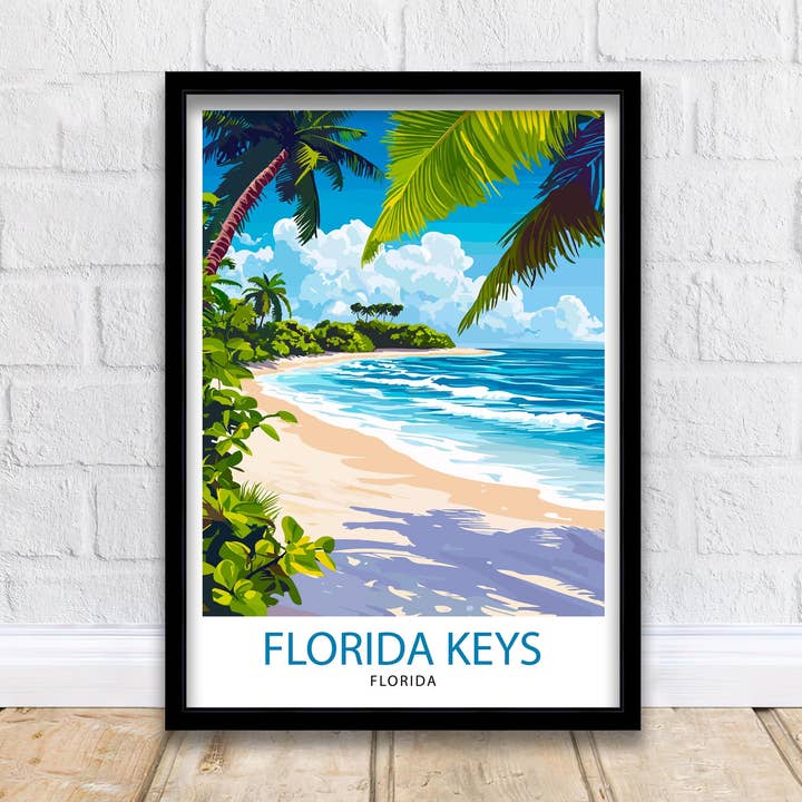 Florida Keys Travel Poster Florida Beach Art Keys Poster Scenic Island Poster Tropical Travel Decor Florida Keys Wall Art for wholesale by InkNPrintz