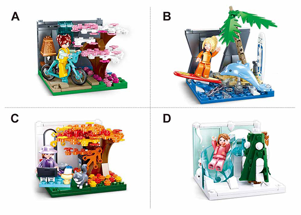 Texas Toy Distribution – wholesale Building set – Child – Mini Handicraft Four Seasons Building Brick Display Set6