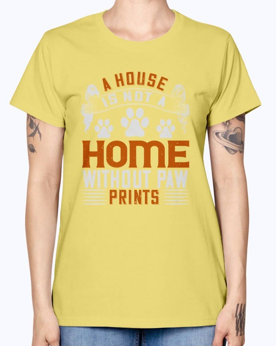 tshirt unlimited – Großhandel T-Shirt mit Siebdruck – Damen – Ein Haus ist kein Zuhause ohne Pfotenabdrücke - Hund- Missy T-Shirt7