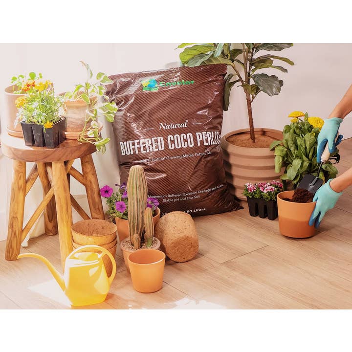 Coir Tan Buffered Coco Perlite Grow Media 50 Liters Bag for wholesale on Faire3
