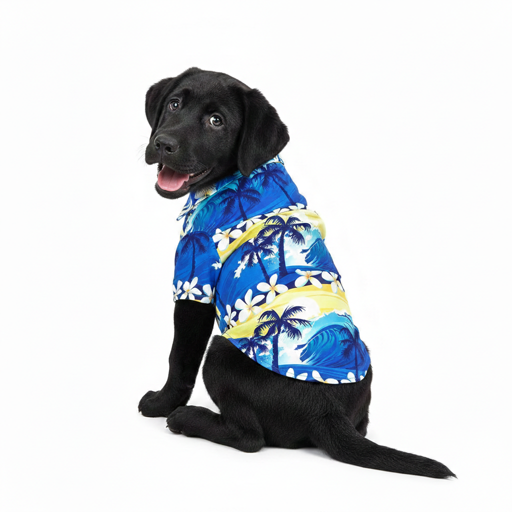 Doggie Design – wholesale Pet shirt – Dog – Hawaiian Camp Shirt - Catching Waves1