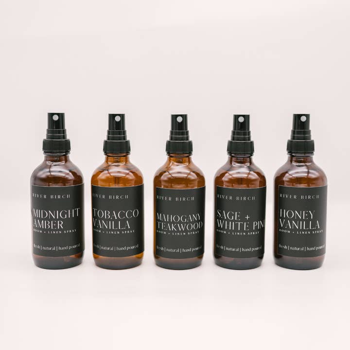 River Birch Candles - Wholesale Room & Linen Spray - Christmas - 4 oz Amber Glass Room + Linen Spray
