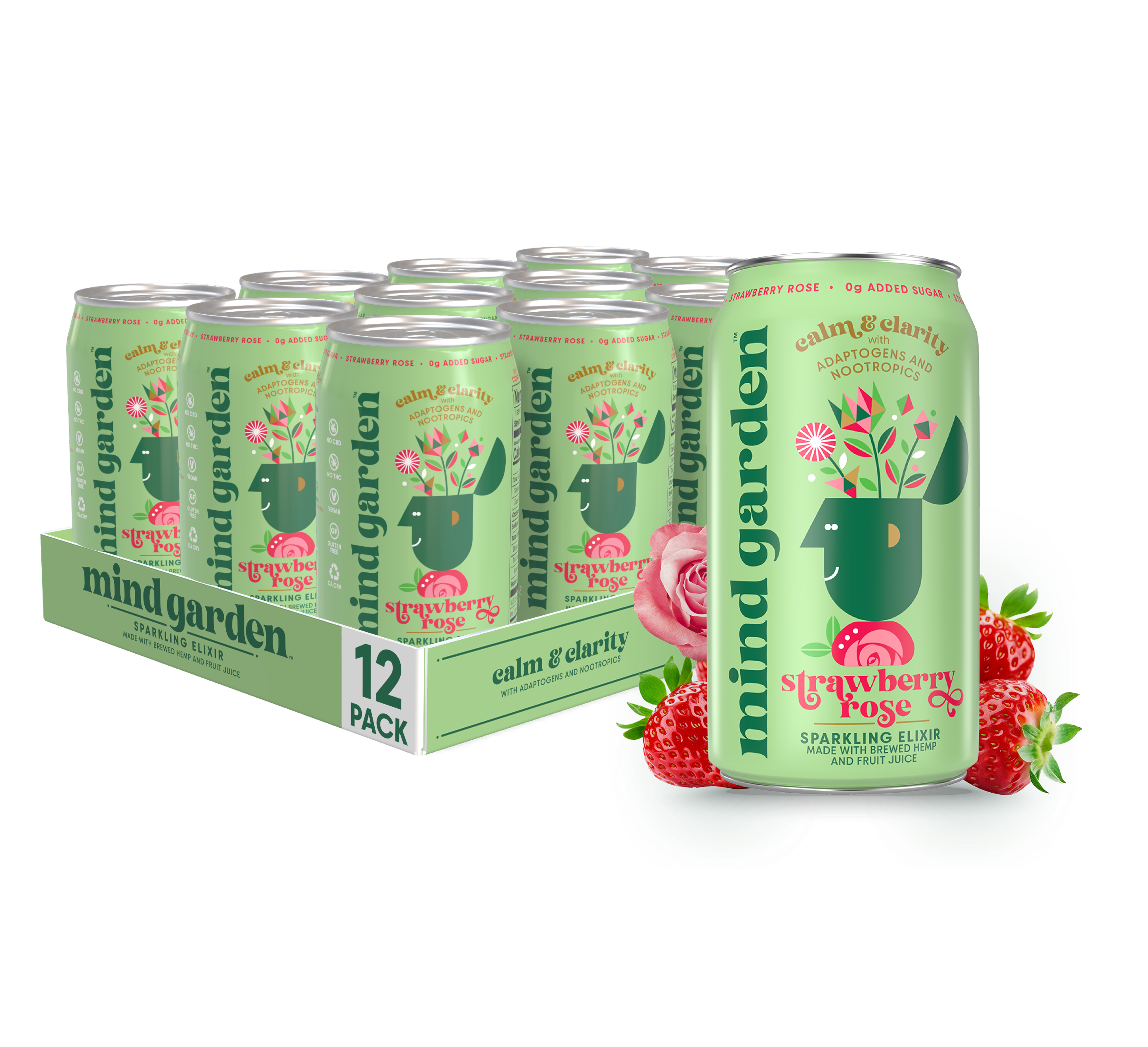 Mind Garden - Wholesale Wellness Juice/Tonic - Mind Garden Adaptogen Strawberry Rose Drink (12-Pack)1