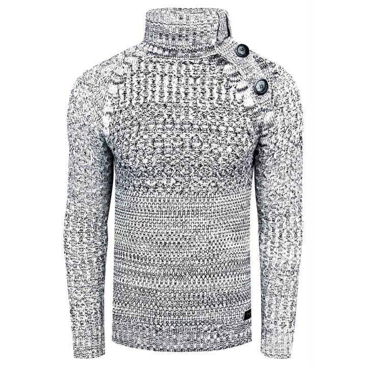 Side Button-Placket Chunky Knit Turtleneck Sweater 13338 for wholesale by Rusty Neal